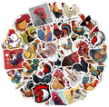 BulbaCraft 100Pcs Rooster Stickers for Water Bottle and Laptop - Rooster Party Supplies & Decorations, Waterproof Vinyl Decals, Cute Animal and Farm Stickers, Gifts for Women & Men