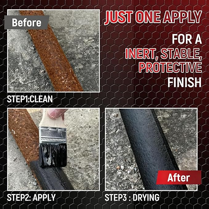 Rust Converter for Metal, 2 in 1 Rust Converter Paint& Primer, Converts Rust to Long-Lasting Protective Coating for Car, Trailer, Truck Frame, Chassis, Mort, Automotive Rust Reformer, Heat Resistance & UV Resistant ,Black 35 oz