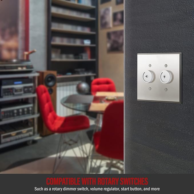ENERLITES Dual Toggle Light Switch Metal Wall Plate, Stainless Steel Switch Cover, Corrosion Resistant, Mid-Size 2-Gang 4.88" x 4.92", Stainless Steel 201, 7712M-PC, Polished Chrome