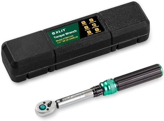 1/4" Drive Click Torque Wrench, 20-240 in.lb/2.3-27 Nm, Dual-Direction Adjustable 72 Tooth Ratchet, ±3% Accuracy Small Torque Wrench for Bike and Motorcycle