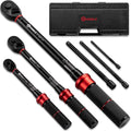 6Pcs 1/4 3/8 1/2-inch Drive Click Torque Wrench Set for Car Moto | Inch Pound Torque Wrench with Sockets (20-260 in.lb,5-45 ft.lb,10-170 ft.lb), Dual-Direction 72T, 3% Precision for Bike DIY