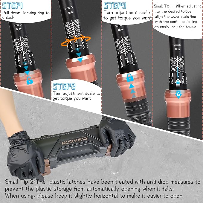Torque Wrench 1/2-Inch Drive Dual Range Scales 10-170 Ft-Lb/13.56-230.5Nm | ±3% Precision, 72 tooth Dual-direction Torque Wrenches for Moto, Car, Truck Maintenance