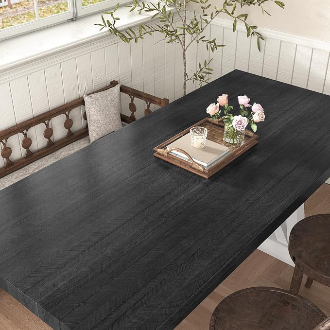 WESTICK Wooden Peel and Stick Countertops Waterproof Wood Contact Paper Self Adhesive Black Wood Peel and Stick Wallpaper Wooden Grian Vinyl Wrap for Tables Counter Top Kitchen Cabinets 15.8" x 78"