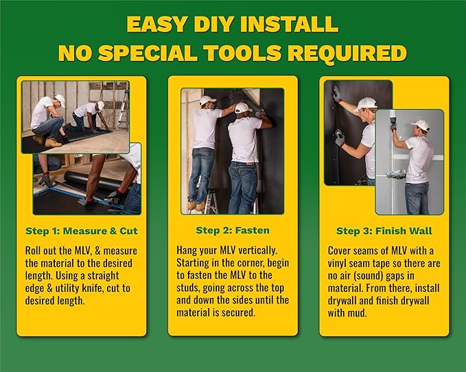 1 LB Mass Loaded Vinyl 4’x15’ (60 SF) – MLV Soundproofing Barrier for Walls, Ceilings, Vehicles – 26 STC Rating – Flexible Noise Blocker Roll – Easy to Cut & Install - Multiple Options