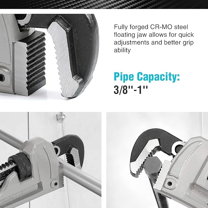 DURATECH 10-inch Aluminum Straight Pipe Wrench, Adjustable Plumbing Wrench | Heavy Duty,Drop Forged, Exceed GGG standard
