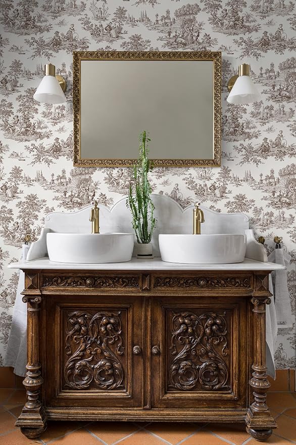 NextWall Chateau Toile Peel and Stick Wallpaper (Sable Brown)