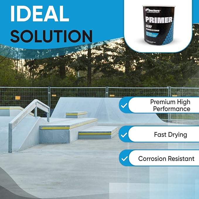 Slip Doctors Epoxy Paint Primer (Quart) for Wood, Metal and Concrete – Ideal for Exterior and Interior Floors and Stairs – Fast Drying & Corrosion Resistant