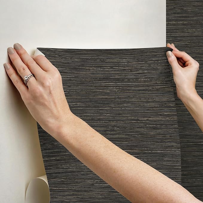 RoomMates Dimensional Grasscloth Peel and Stick Wallpaper, RMK12685PLW