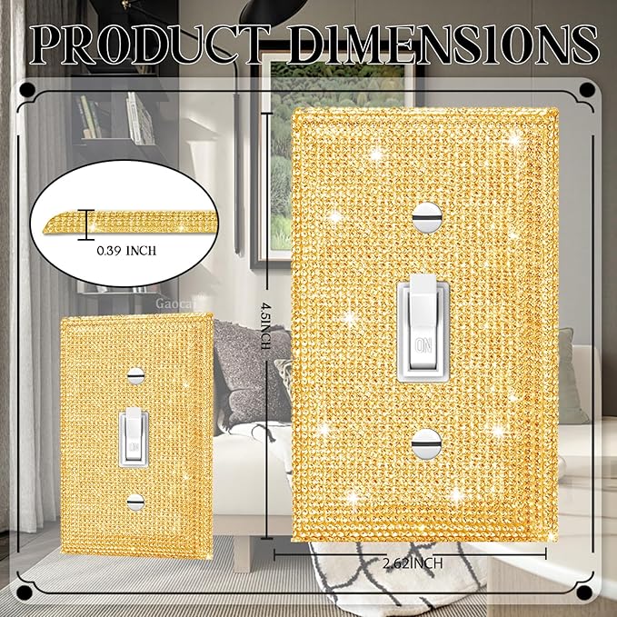 Silver Shiny Gold Light Switch Cover Gold Rhinestones Wall Plates Light Switch Cover Plate Decorative Switch Covers Wall Plate