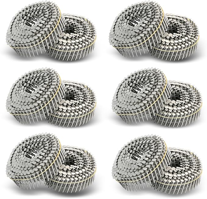 3600 Count Stainless Steel Siding Nails 15-Degree Collated Wire Coil 1-1/4 Inch, 0.09 Inch Ring Shank Siding Nails