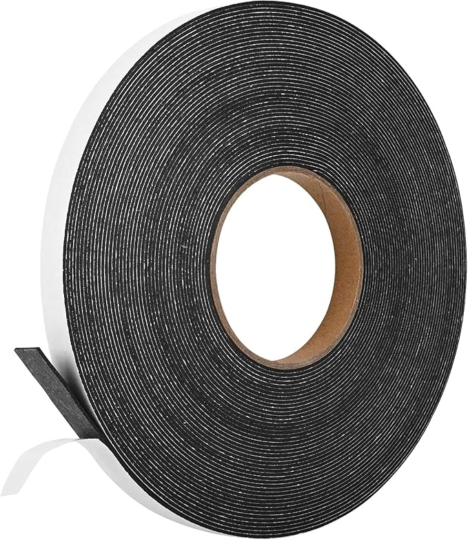 Kikerike Self Adhesive Foam Tape Weatherstrip 1/2In x 1/16In x 66Ft High Density Foam Insulation Strips Seal Weather Stripping with Strong Adhesive for Door and Window Sound Isolation Soundproofing