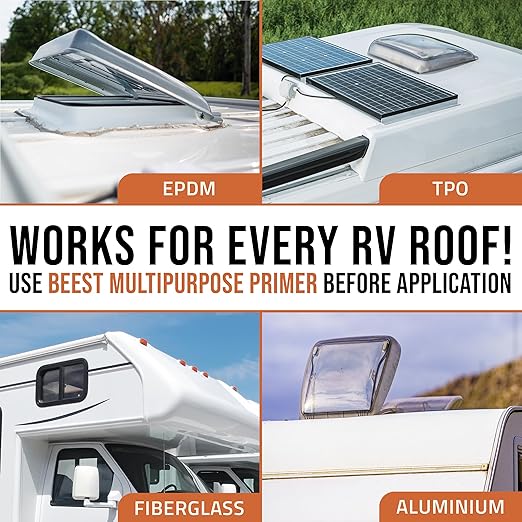 BEEST RV Roof Coating White, 5 Gallon Covers up to 250 sq ft (2 Coats), Solar Reflective & Waterproof Sealant| Elastomeric Leak Repair Coating, Liquid Rubber RV Roof Sealant for Trailer, Camper & More