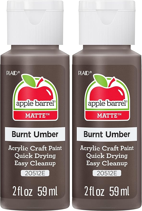 Apple Barrel Acrylic Paint in Assorted Colors (2 oz), 20512, Burnt Umber (Pack of 2)
