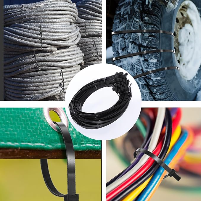 Nuanchu 300 Pcs Zip Ties 36 Inch Heavy Duty 500 Lbs Extra Long Large Cable Ties Plastic Nylon Wire Tie for Indoor and Outdoor Use (Black)