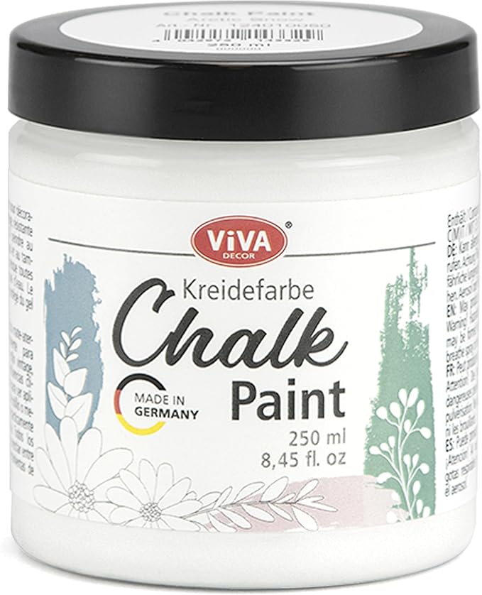 Viva Decor Chalk Paint (Arctic Snow) 8.45oz - Chalky Finish Paint for Furniture, Walls & Decor, Matte Finish, Water-based, High Pigment, Perfect for Shabby Chic & Vintage Looks. Suitable for Wood