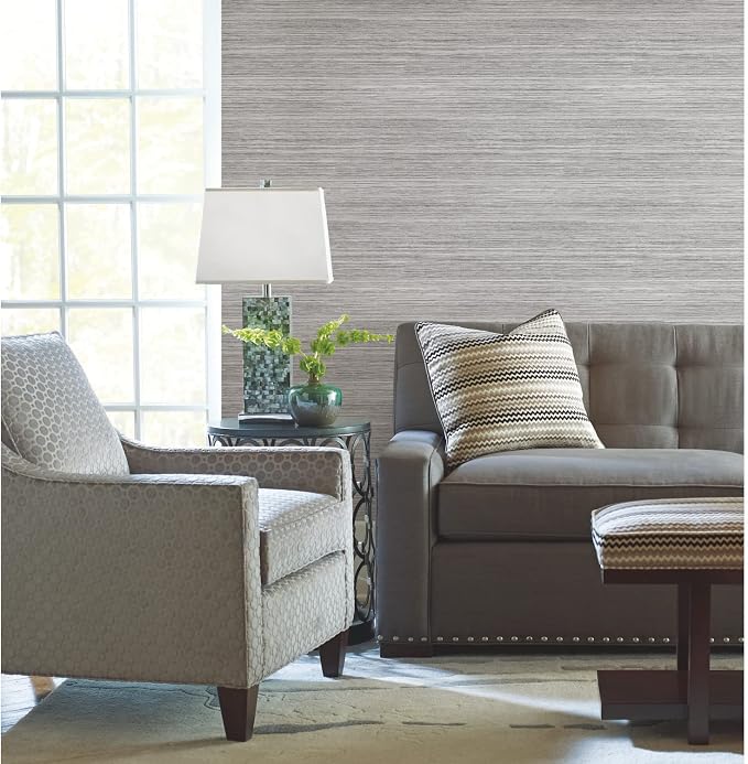 York Wallcoverings PSW1280RL Grey Cattail Weave Peel and Stick Wallpaper