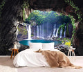 YQWDMX - 3D Cave Waterfall Peel and Stick Wallpaper Mural for Bedroom ZY07 L