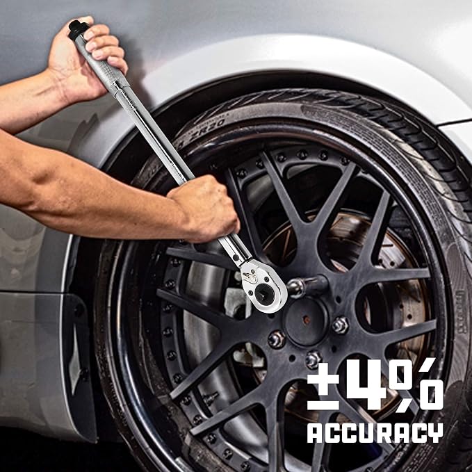 Powerbuilt Dual Drive Torque Wrench, 3/8 and 1/2 Inch Drives, 10ft Lbs, 19-inches Long, 10-150 Feet Range, Micrometer Style Torque Ranges 944001