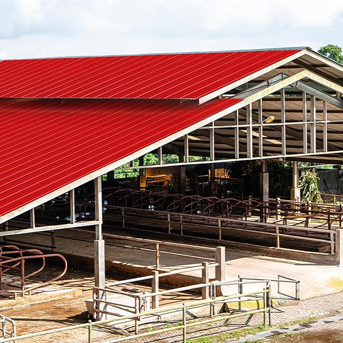 50 Pack PPGI Metal Roofing Panels, 60" x 36", 28 Gauge, 750 Sq. Ft. Coverage, Prepainted Galvanized Steel Sheets for Residential, Commercial, Pergolas, Gazebos, Fencing, and Patio Roofs（Red）