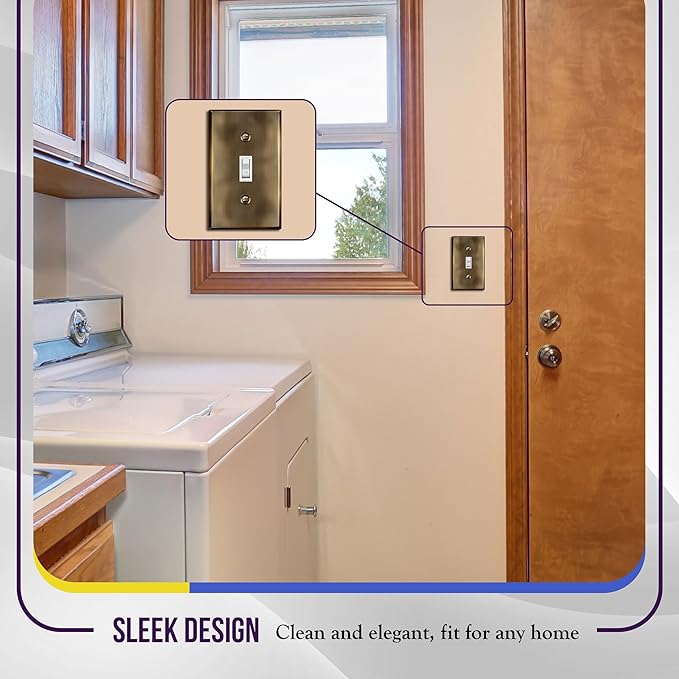 ENERLITES Toggle Light Switch Metal Wall Plate, Stainless Steel Switch Cover, Corrosion Resistant, Standard Size 1-Gang 4.50" x 2.76", Stainless Steel 201, 7711-AB, Antique Brass
