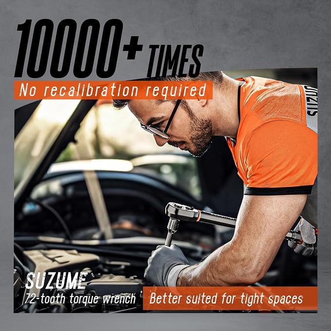 Torque Wrench 1/2 Drive (10-170 Ft. Lb/ 14-231 N.m) Loud Click | ±3% Accuracy 72-tooth Dual-Direction Quick Release Head for Moto Truck Car Tire Maintenance with Storage Case