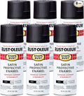 Rust-Oleum 7777830-6PK Stops Rust Spray Paint, 12 oz, Satin Black, 6 Pack