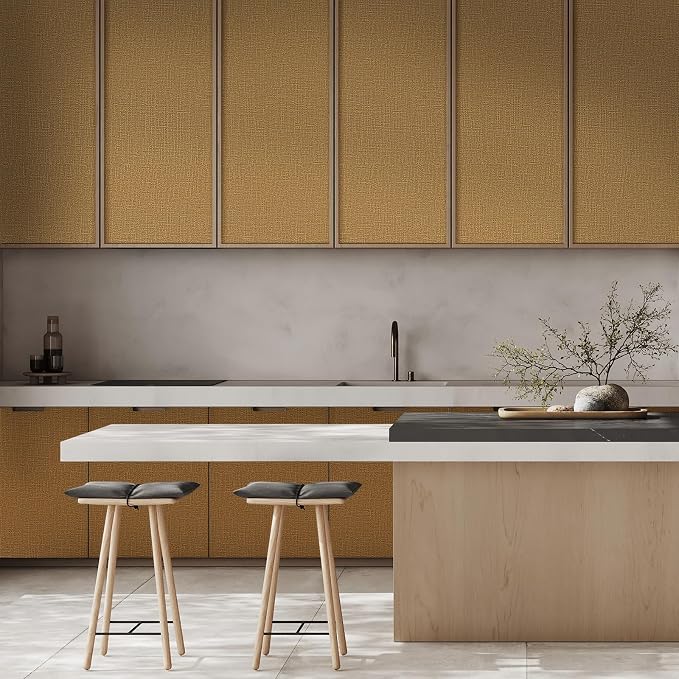 WADILE Grasscloth Peel and Stick Wallpaper 15.7in x 787.4in, Textured Contact Paper for Cabinets, Faux Linen Wall Paper Pull and Stick, Fabric Vinyl Wallpaper Self Adhesive Coffee | Textured contact paper, Faux linen, Vinyl material, Cabinets, Self adh...
