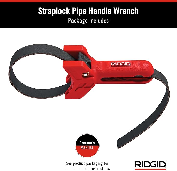 RIDGID 42478 STRAPLOCK Pipe Handle 7" Strap Wrench, Red