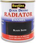 Rustins Quick Drying Radiator Enamel Satin, 250ml, Black
