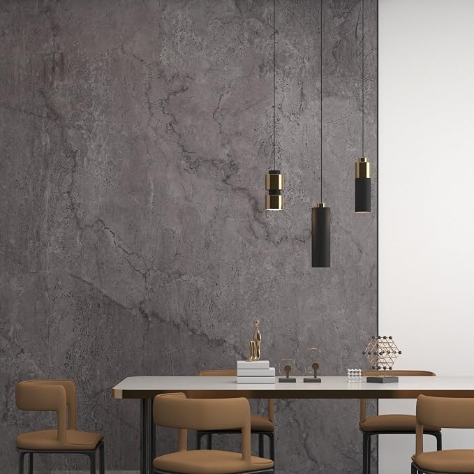 JSEVEM 16"×118" Air Guide Design Extra Thick Grey Light Purple Marble Concrete Wallpaper Peel and Stick Industrial Modern Style Waterproof Gray Marble Concrete Contact Paper Vinyl Sticker for Bedroom