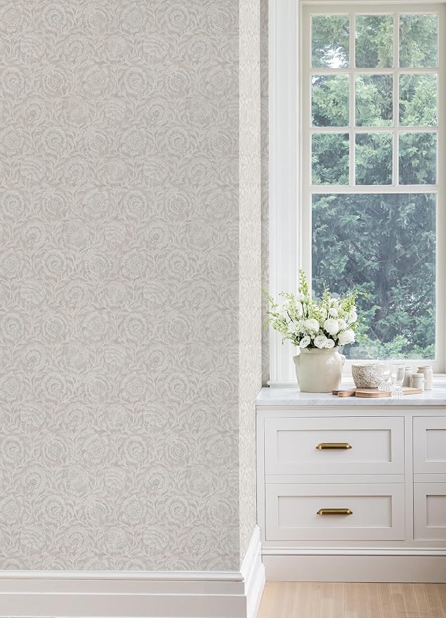 Nabela Noor Home NuWallpaper Aliviya Wheat Peel and Stick Wallpaper, NNS6507