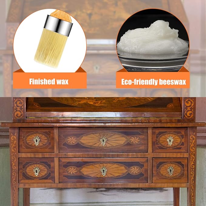 Finishing Wax Furniture Wood Finishing Clear Chalk Paint Waxes Sealing and Painted Brush for Painting Interior Furnitures(7 Ounces,Clear)