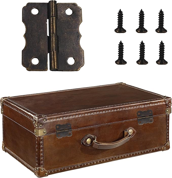 40PCS 30 * 24MM Small Box Hinges, Vintage Style Mini Hinge with Screws, Bronze Decorative Butt Hinges for Wooden Jewelry Box, Craft Case, Cabinet