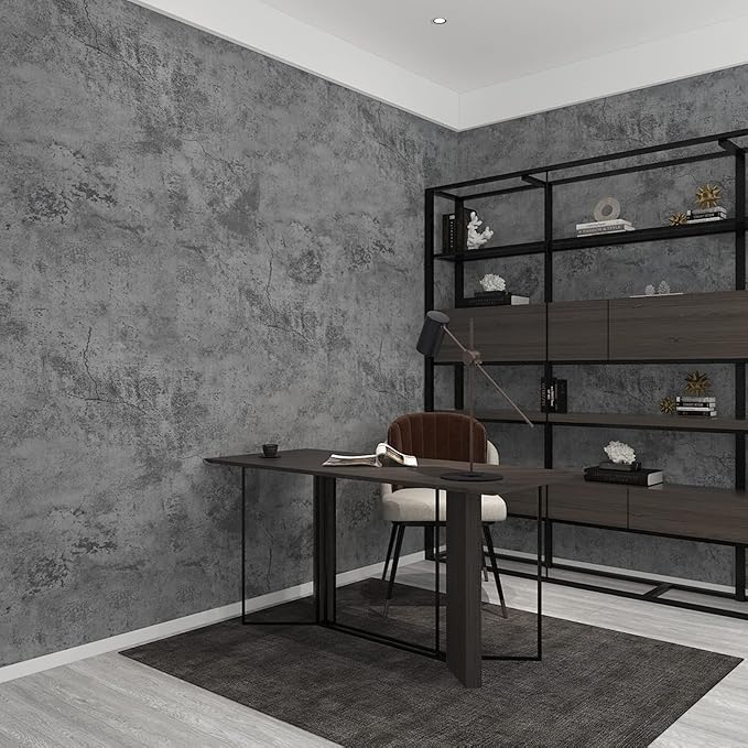 3yecao 31"×591" Extra Wide Thick Blue Grey Black Concrete Wallpaper Peel and Stick 3D Vinyl Textured Faux Concrete Contact Paper Gray Waterproof Cement Wall Sticker for Bedroom Bathroom Living Room