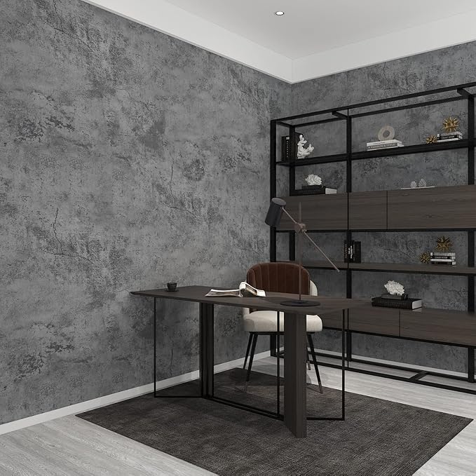 3yecao 48"×79" Wide Thick Dark Blue Grey Cracked Concrete Wallpaper Peel and Stick Waterproof Gray Concrete Contact Paper Vinyl Industrial Cement Wall Sticker for Countertops Desk Kitchen