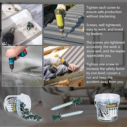 Metal Roofing Screws 10 x 1-1/2 inch, Green Hex Head Sheet Metal Roof Screw with EPDM Washer for Corrugated Roofing (250Pcs)