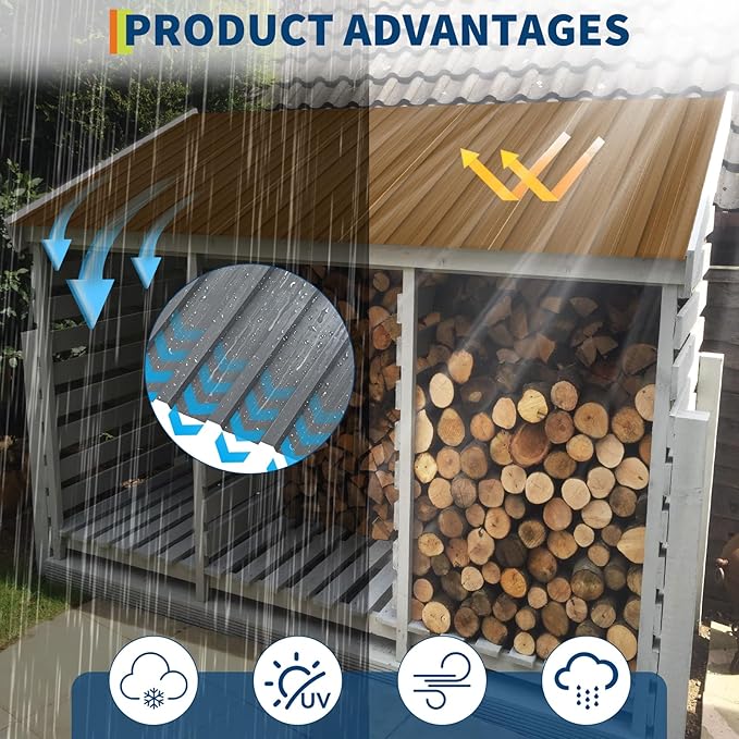 GarveeLife 20Pcs Metal Roofing Panels for Carport, Heavy Duty Metal Carport Kits, Galvanized Steel Corrugated Panels, for Patio Outdoor Garden, 60.63 in x 16.8 in
