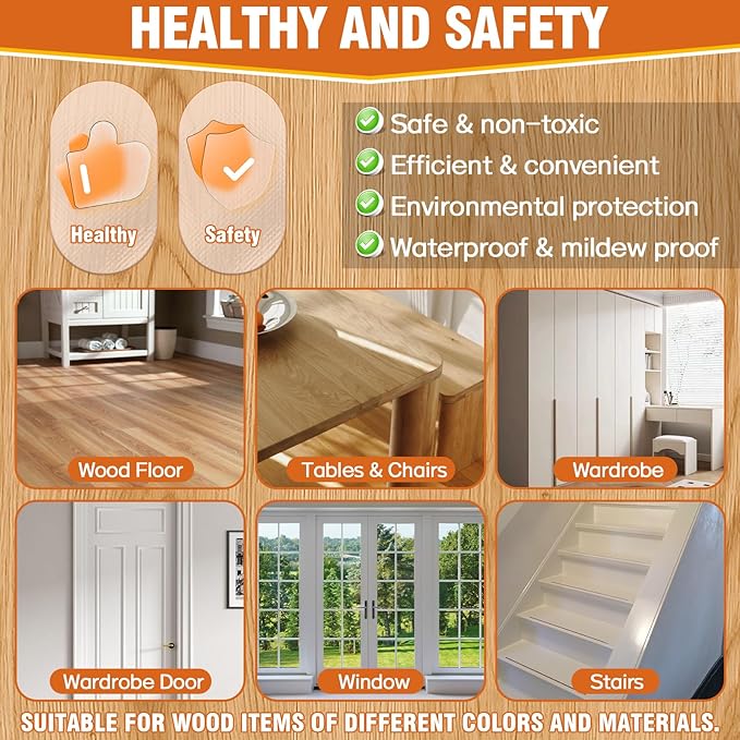 Wood Filler,220g Paintable & Sandable Wood Putty –Low Odor, Shrink & Crack Resistant-Quick Repair for Cracks, Holes and Damage-For Indoor & Outdoor Wood Repair(White)