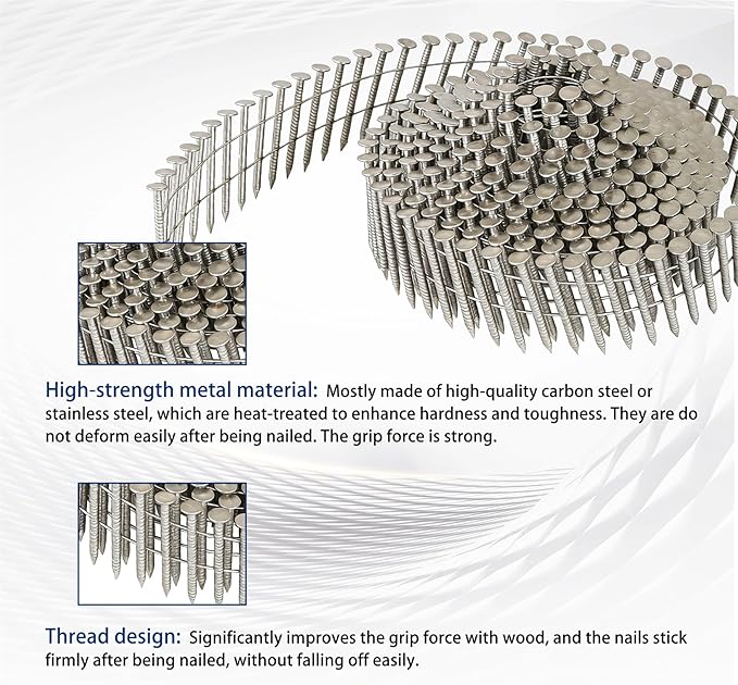 3600 Count Stainless Steel Siding Nails 15-Degree Collated Wire Coil 1-1/4 Inch, 0.09 Inch Ring Shank Siding Nails