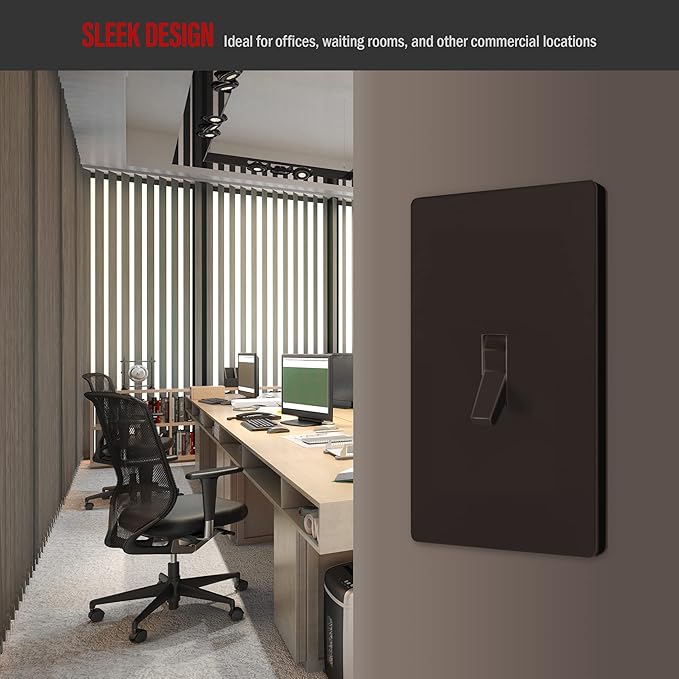 ENERLITES Screwless Toggle Switch Wall Plate, Child Safe Light Switch Cover, Standard Size 1-Gang 4.68" x 2.93", Unbreakable Polycarbonate Thermoplastic, UL Listed, SI8811-BR, Glossy, Brown