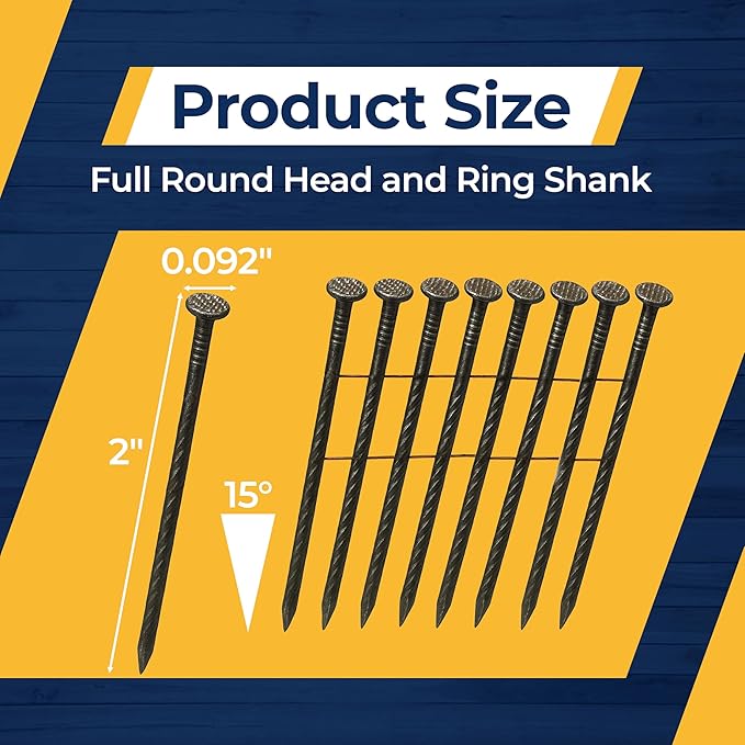 Rockin Rolls Siding Nails 2 Inch - 9000 Count – 15 Degree Wire Collated Coil Siding Nails, Full Round Head Galvanized Steel Nails, Fence Nails for Wood Fencing, Fits Siding Nailer & Coil Nail Gun