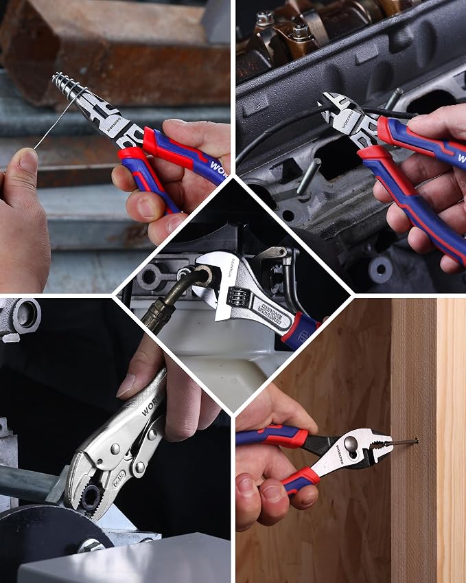 WORKPRO Pliers & Wrench Set, 12-Piece Pliers Tool Set with Organizer | 12-Piece Pliers Set Kit, CR-V & Carbon Steel, Ergonomic Grips, Ideal for Home & Garage, Suitable for Gifting