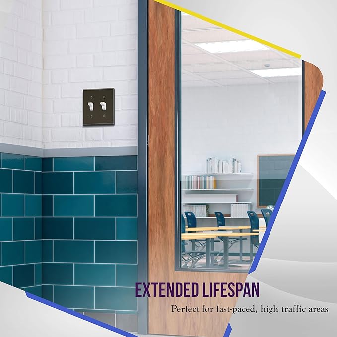 ENERLITES Toggle Light Switch Metal Wall Plate, Stainless Steel Switch Cover, Corrosion Resistant, Standrad Size 2-gang 4.50" x 4.57", Stainless Steel 201, 7712-PBK, Polished Black