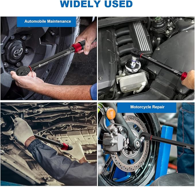 Next-Gen 100-Tooth, 1/2" Drive Click Torque Wrench, 10-170 Ft.Lb | 13.6-230.5 N.m, ±3% Accuracy, 3.6° Arc Swing Tool for Truck/SUV Suspension, Heavy Duty Control Arms, Lug Nuts & Auto Repair