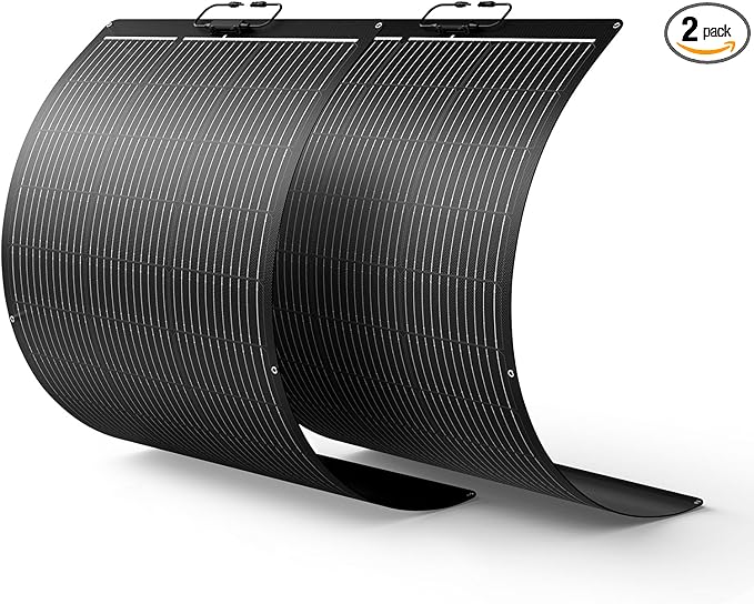 200W Flexible Solar Panel Kit (2x100W), All-Black Stealth Edition, High-Performance ETFE Monocrystalline Modules, 12V/24V System for RV, Motorhome, Boat, Van, Camper