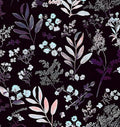 Laatse Vintage Purple Wallpaper Peel and Stick Dark Floral Wallpaper 17.5'' x 118'' Purple Leaf Contact Paper Vinyl Waterproof Self Adhesive Boho Botanical Wall Paper for Bedroom Cabinet Décor