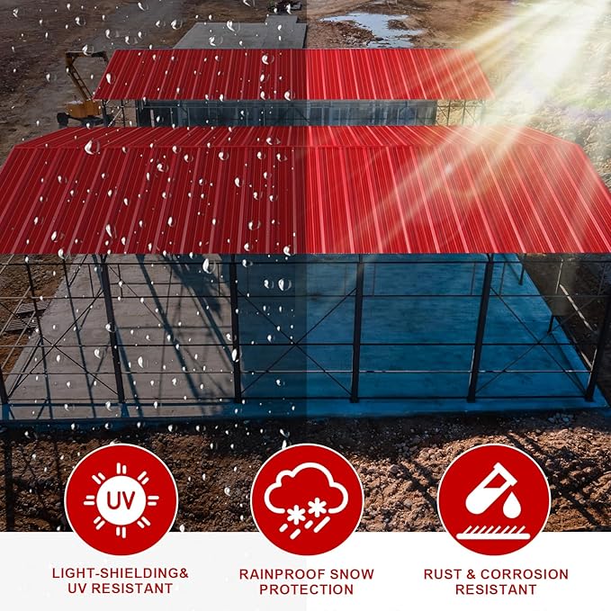 PPGI Metal Roofing Panels (1ft x 3ft, 28GA) – Sample Piece for Quality & Specification Confirmation, Prepainted Galvanized Steel Sheets for Residential, Commercial(1 Pack-Red)