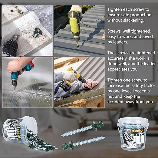 Metal Roofing Screws 10 x 2 inch, Green Hex Head Sheet Metal Roof Screw with EPDM Washer for Corrugated Roofing (250Pcs)