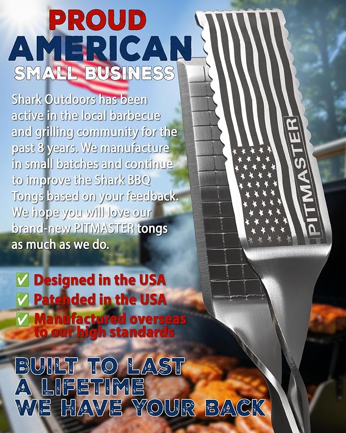 Pitmaster Heavy Duty Long Metal Kitchen Tongs, BBQ Tongs, Stainless Steel Set for Outdoor Grill, Barbecue Tongs for Cooking Tongs Grilling Tongs. Not Locking Metal Tongs, Kitchen Utensils