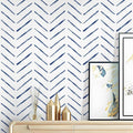 Rugreat Blue Herringbone Peel and Stick Wallpaper Modern 393inL17.3inW | Stripe Contact Paper for Cabinets Neutral Self Adhesive Removable Wallpaper for Bedroom Bathroom Waterproof Blue and White